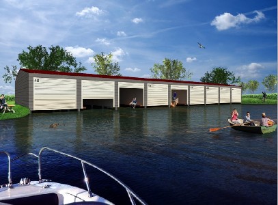Reihenbootsbox an der Elde