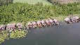 Bootshaus am Güstrower Inselsee mit Ruderboot