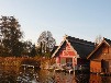 Reetgedecktes Bootshaus am Mirower See